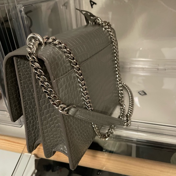 SAINT LAURENT Sunset croc-embossed shoulder bag - Picture 3 of 7